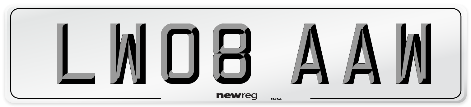 LW08 AAW Number Plate from New Reg